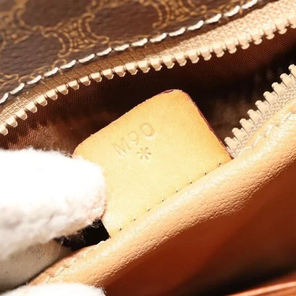 Authentic CELINE Macadam Canvas Shoulder Bag PVC Leather Brown Gold - Picture 4 of 16